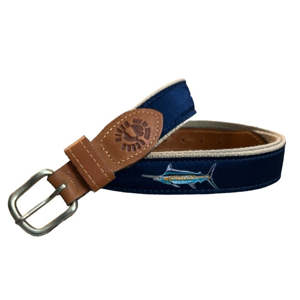 Carey Chen Ocean Rider Marlin Fish ‎ Leather Canvas Size 44